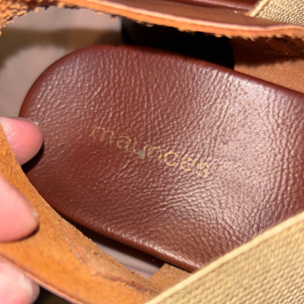 Maurices Tan and Cream Women's Sandals Size 8.5 Women’s Wedge Shoes - Picture 7 of 14